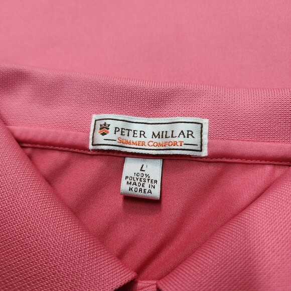 Peter Millar Summer Comfort Golf Pink Polo Shirt Size L - Picture 7 of 16